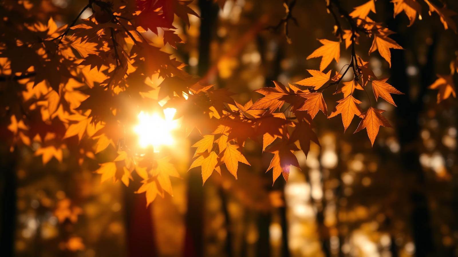 Sunlight through warm autumn leaves